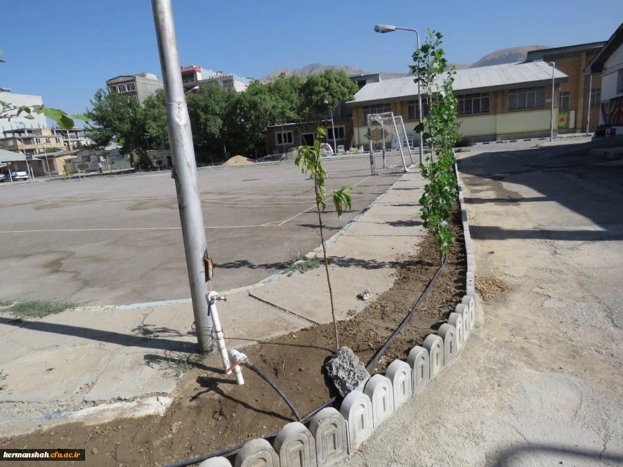 محوطه سازی و جدول کشی فضای آموزشی پردیس شهید رجایی