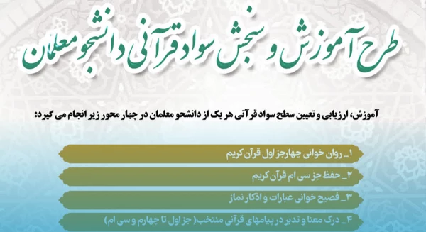 تمدید ثبت نام طرح آموزش و سنجش سواد قرآنی ویژه دانشجو معلمان ورودی 1400 2