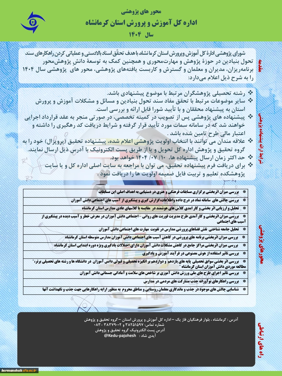 اولویت های پژوهشی اداره کل آموزش و پرورش کرمانشاه 2