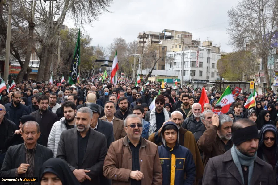 حضور باشکوه جامعهٔ دانشگاهی دانشگاه فرهنگیان کرمانشاه در راهپیمایی روز جهانی قدس 4